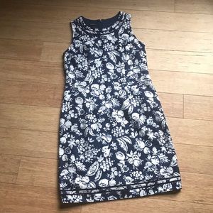 Talbots Sleeveless Navy and White Fruit Design Dress